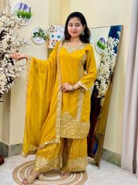 Sequence Embroidery Gharara Three Piece