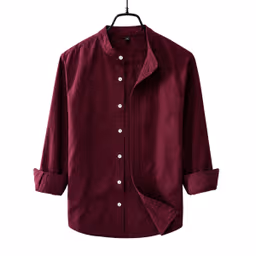 maroon_M0NDhFMw Men's Premium Quality Solid Band collar Long Sleeve Sky Color Shirt