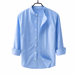 Men's Premium Quality Solid Band collar Long Sleeve Sky Color Shirt